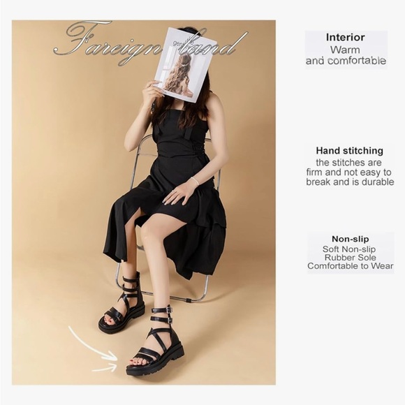 NWT 39 Women's Gladiator Cross Strap Roman Sandals - Picture 2 of 3